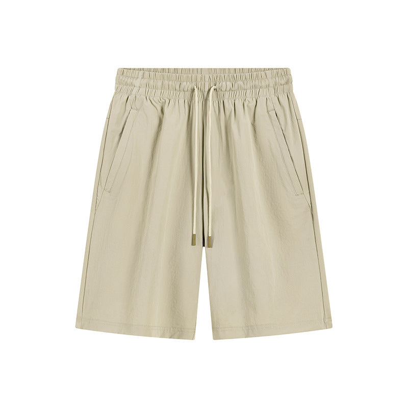 Men's Light Khaki Quick Dry Casual Shorts Elastic Drawstring Waist