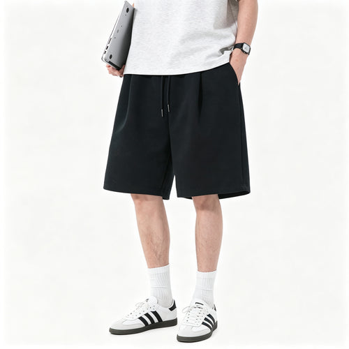 Men's Heather Gray Loose Cotton Sweat Shorts Elastic Drawstring Waist