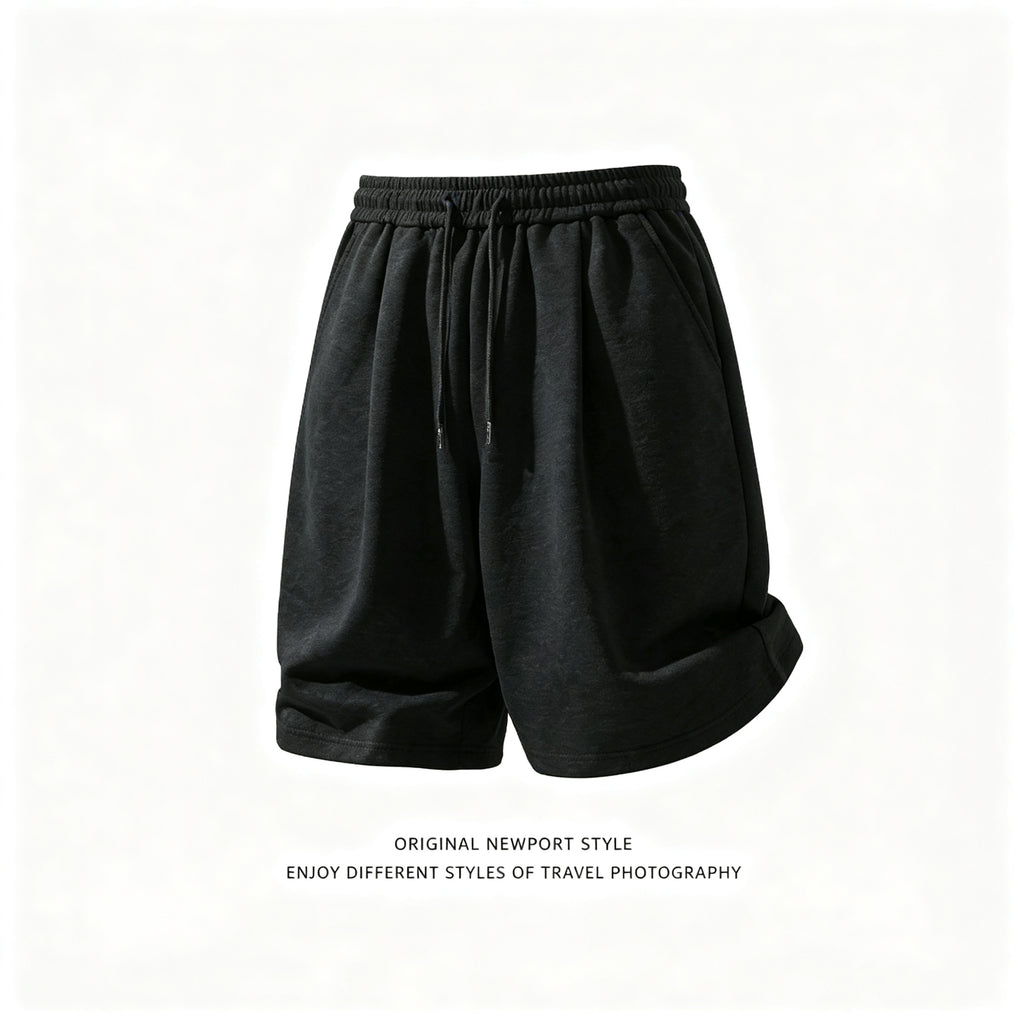 Men's Heather Gray Loose Cotton Sweat Shorts Elastic Drawstring Waist