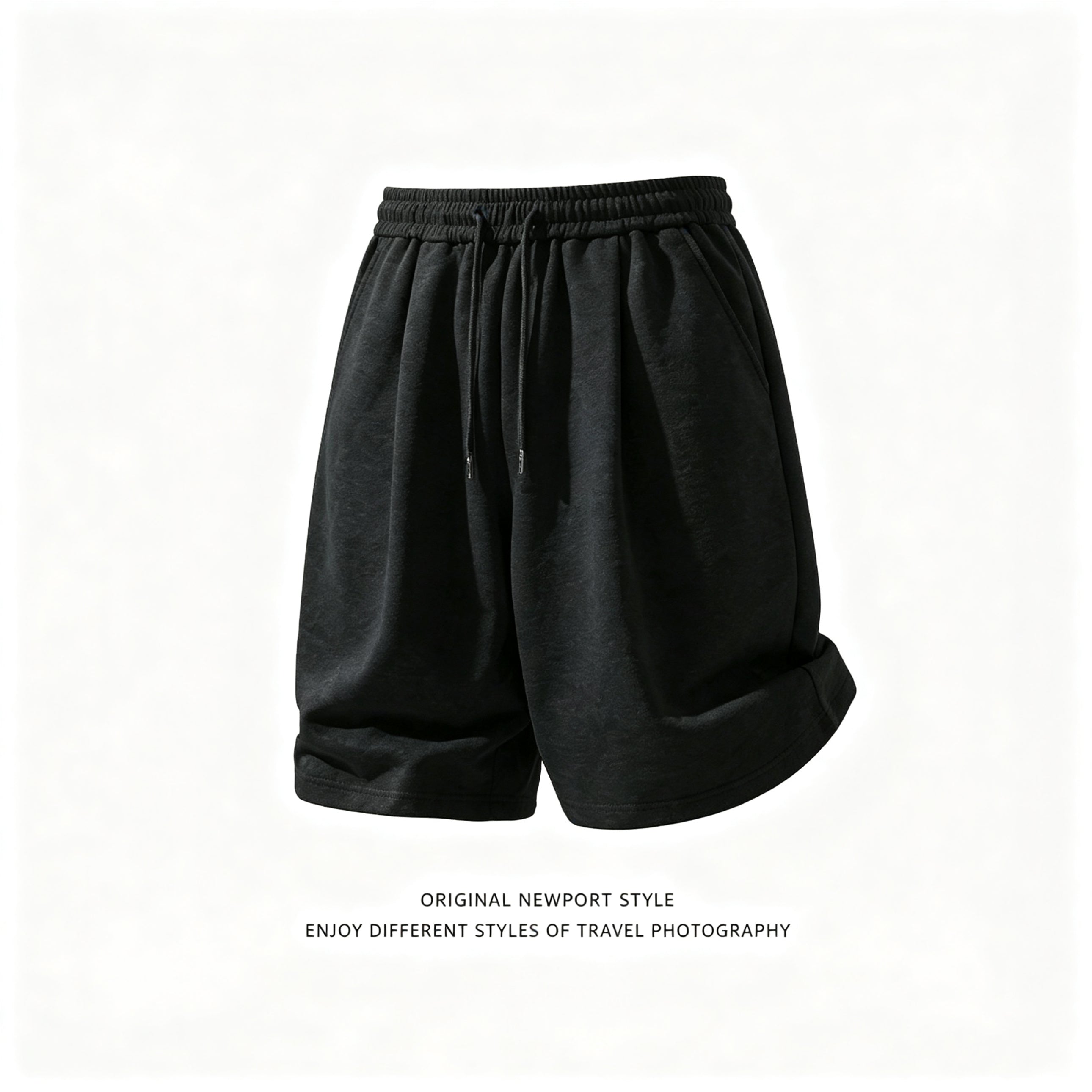 Men's Heather Gray Loose Cotton Sweat Shorts Elastic Drawstring Waist